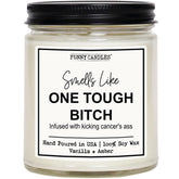Cancer Gift – “Smells Like One Tough B., Infused With Kicking Cancer’S A” – 100% Soy Wax, Vanilla Scent – Chemo Recovery, Survivor Gift, Get Well Soon – Made In Usa