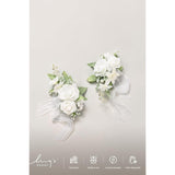 2Pcs Wedding Shoulder Corsage Artificial Flowers, Girl/Mother Homecoming/Prom Corsages Wristlet Décor, Etc. White Pearl
