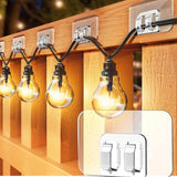 Heavy Duty Sticky Hooks For Hanging Christmas String Lights, 30 Pack Large Clear Waterproof Outdoor Light Cable Clips Cord Holders Rope Organizer With Adhesive Strips