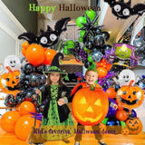 170pcs Halloween Balloon Arch Kit with Spider Bat Pumpkin Foil Party Decorations