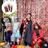 5 Pack Brick Wall Foil Fringe Curtains 6.6x3.3ft Backdrop for Magical Party Decor