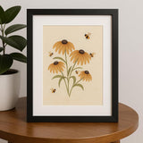 Blank Inside Greeting Card 5X7" With Envelope & Wax Seal – Watercolor Bee & Yellow Flower Design – All Occasion Card By – Birthday, Mother’S Day, Thank You, Thinking Of You, Etc.