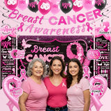Breast Cancer Awareness Decorations Banner Swirl Backdrop Honeycomb Balloon