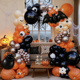 Halloween Balloon Arch Kit: Black, Orange, Purple with Spider & Bat Decor