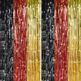 Black, Red & Gold Door Streamers — Metallic Fringe Curtain for Parties & Events
