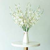 Orchids Artificial Flowers, 10 Bunches Fake Silk Flowers For Decoration, Long Stem Artificial Flowers For Tall Vase Home Decor Indoor - White