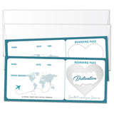 Blue Boarding Pass Gift Ticket, Boarding Pass Airline Tickets Scratch Off Travel Tickets With Envelopes, Scratch & Reveal Surprise Ticket For Anniversary Wedding Birthday Graduation/001(2 Set Diy)