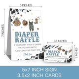 Cowboy Diaper Raffle Tickets For Baby Shower Game, Western Theme Baby Shower Games, (1 Standing Sign & 50 Guessing Cards), A Little Cowboy Is On The Way Boy Diaper Raffle Party Supplies