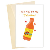 Will You Be My Valentina Hot Sauce Inspired Valentine'S Day Card For Him Her, Cute Mexican Sauce Lover Q&A Greeting Card