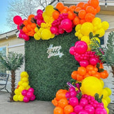 Hot Pink And Orange Balloon Set 151Pcs Luau Balloon Arch Kit Flamingo Tropical Leaf Margarita Decorations - Perfect For Hawaiian, Aloha Beach, Pool And Flamingo Themed Last Splash Bachelorette Parties