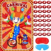 Circus Party Games, Pin The Noses On The Clown With 32 Pcs Nose Stickers, Large Carnival Clown Games Poster For Kids Birthday Party School Classroom Carnival Party Supplies