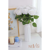 Rose Artificial Flowers Artificial Rose Fake Rose Silk Rose Real Looking Fake Flowers With Stems For Diy Wedding Bouquets Tables Centerpieces Floral Arrangements (12, White)