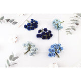 50 Pcs Tiny Artificial Roses Mixed Dark And Light Blue Shade Five Color Mulberry Paper Flower 15-24 Mm Flower Wedding Scrapbooking (20-24 Mm / 50 Pcs)
