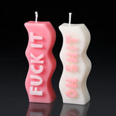 2 Pieces Aesthetic Candles Atmosphere Candle Wavy Word Fun Shaped Trendy Soy Wax Scented Cool Funny Gift For Office Birthday Home Decoration(Funny)
