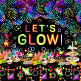 57 Pcs Let Glow Neon Party Supplies Including Glow In The Dark Decorat