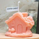 Cartoon House Shaped Scented Candle Funny Gift For Kids,60G Fairy Tale Log Cabin Aroma Soy Wax Decorative Candle For Table Photo Prop Birthday,Prefect For Meditation Stress Relief Mood (Pink)