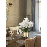 Artificial White Phalaenopsis Orchid Flower Arrangements Faux Orchid Flower In Gold Pot Orchid Centerpiece For Dining Room Table