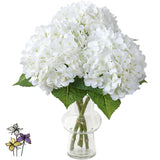 3Pcs White Hydrangea Artificial Flowers,21" Full Large Faux Hydrangea Flowers With 3 Pcs Butterflies,Latex Real Touch Flowers For Home Decor Floral Arrangements Wedding Bouquets Centerpieces