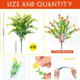 12 Bundles Artificial Flowers Outdoor Fake Plant Uv Resistant Faux Plastic Greenery Shrubs Plants For Garden Porch Hanging Planter Window Patio Farmhouse Decoration Real Looking (Orangered)