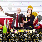 3 Pcs 108x54 Inch Black Gold Happy New Year Tablecloths 2026 Disposable Party Decor