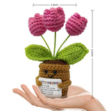 Handmade Crochet Tulips Flowers, Positive Crochet Flower Emotional Support Gift,Inspirational Appreciation Birthday Gifts For Women, Mom, Teacher, Coworker (Little Reminders)
