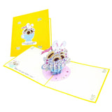 Sunny Bunny Get Well Soon 3D Pop-Up Card – Sunflower Bouquet With Cute Bunny In Teacup – Encouragement, Speedy Recovery, Thinking Of You, Cheer Up Gift For Friends & Family – 6” X 6”