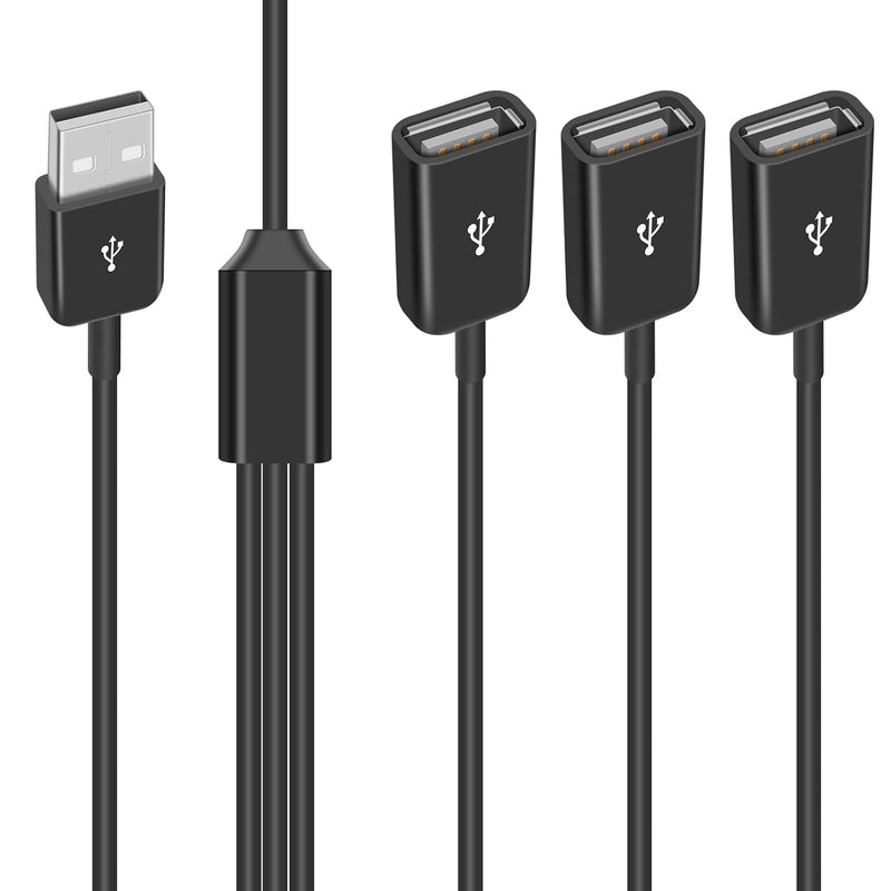 3 In 1 Usb Y Splitter Cable 1Ft/30Cm, Usb Power Splitter Cable, Usb2.0 Male To