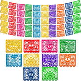 Mexican Party Banners (5 Pack - 10 Plastic Flag Designs Per Banner) - Papel Picado Dia De Los Muertos Decorations For Altar - Day Of The Dead Banners - Day Of Dead Decor