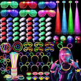 Glow In The Dark Party Supplies For Kids Adults, 128Pcs Light Up Party Favors With Led Glasses, Led Hair Clips,Finger Lights, Rings, Glow Sticks, Neon Bracelets Headbands Molds For Halloween Raves