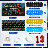 69pcs 13th Video Game Birthday Party Decorations Blue Gamer Backdrop Balloons