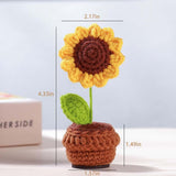 Handmade Crochet Flowers,Small Potted Knitted Desk Decorations Home Decoration Car Dashboard Decorations Crochet Artificial Flower (Sunflower)