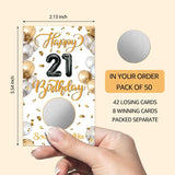 50 Pack Happy 21 Birthday Theme Scratch Off Game, Scratch Card For Birthday Party, Happy 21St Raffle Tickets For Bachelorette Party Game Family Activity, Bridal Shower Activity