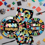 Family Game Night Party Decorations Tableware, Family House Board Games Party Supplies For Birthday Kids Adults Gaming Night, Disposable Paper Plate, Napkin, Cup, Cutlery, Serves 24