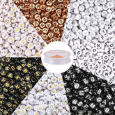 1900Pcs 7-Color Round Letter Beads 4×7mm with Elastic String for Jewelry Making