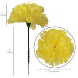 100-Pack Carnation Picks, Yellow Silk 3.5" Heads 5" Stems, Perfect For Weddings & Diy Decor, Artificial Flowers