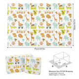 Gift Wrapping Paper For Baby Infant Boys Girls, Forest Animals Lion Giraffe Elephant Monkey Crocodile Wrapping Paper Sheet For Baby Shower Birthday Kindergarten Newborn Children Kid