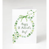 St. Patrick’S Day Greeting Card With Watercolor Shamrock Wreath – Premium Cards With Envelopes – Made In Usa By Family-Owned Business (25 Count) (Clover Wreath)