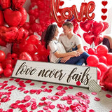 Anniversary Decorations, Happy Anniversary Banner, Red Felt Garland Hanging String Hearts, Heart Balloons, Love Balloon, Red Silk Rose Petals For Wedding Bridal Shower Bachelorette Party Decorations