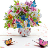 Flower Vase Magic Pop Up Card – 6" X 8" 3D Floral Bouquet Greeting With Butterflies For Birthday, Mother’S Day, Anniversary, Thinking Of You, Surprise Gift With Envelope