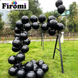100 Pack 12 Inch Black Metallic Latex Balloons Thick Helium Party Balloons with Ribbons