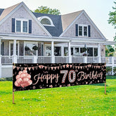 Rose Gold Happy 70th Birthday Banner & Party Decorations for Women