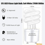 GU24 CFL Light Bulbs T3 Spiral 13W 60W Equivalent 2700K Soft White 900 Lumens 2 Pack