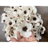 100 Pcs Artificial Silk Poppy Anemone Flower Heads Autumn Fake Poppy Flower,Vase Fillers,Corsages For Wedding Decor,Nursery Wall,Archway Decor Wreath Garland Cake Ornaments (White)