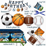 Sports Party Supplies for 20 – 142PCS All-Star Theme Plates, Napkins & Tableware Set