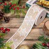 Snowflake Wired Edge Ribbon 2.5 Inch Winter White Snowflake Ribbon Wit