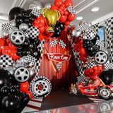 All-In-1 Race Car Balloon Arch Kit With Bonus Trophy & Number 2 - Cars Balloon Garland Kit For Lightning Mcqueen Cars 2 Birthday Party Supplies & Hot Wheels Balloons Racecars Decorations