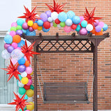 72PCS Red Star Spike Balloons – 26" Foil Cones for Party, Wedding & Photo Backdrops