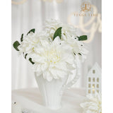 Artificial Flowers 20Pcs Silk Dahlia 5"/6" Fake Flowers For Diy Wedding Bridal Bouquets Centerpieces Arrangements Party Baby Shower Home Decorations (Ivory)