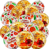 Thanksgiving Balloons 18Pcs 22Inch Pumpkin Turkey Maple Leaf Foil Balloons for Fall Party Decor