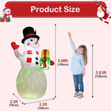 5 Ft Tall Christmas Inflatable Snowman With Gift Box, With Upgrade Rotating Build-In Colorful Led Lights Christmas Blow